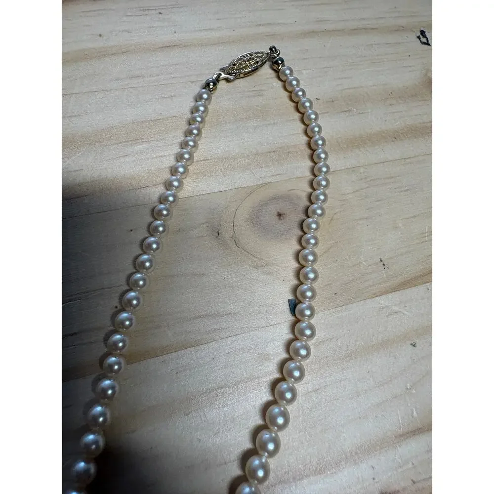 Marvella Faux Pearl Necklace Gold Tone Clasp 14